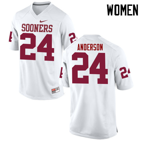 Women Oklahoma Sooners #24 Rodney Anderson College Football Jerseys Game-White - Click Image to Close